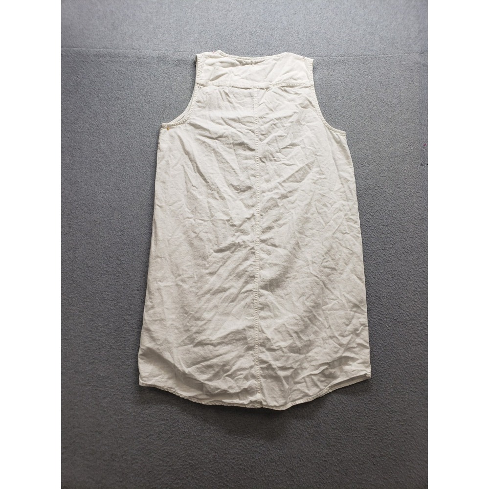 Gap Women Shift Dress M White Sleeveless Embroidery Tasseled V Neck Bohemian - Picture 11 of 16